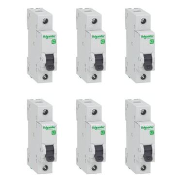 Imagem de Kit 6 Peças Disjuntor Schneider Easy9 C63 1p 63a Ez9f33163