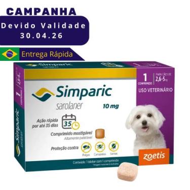 Imagem de Simparic Cães De 2,6 A 5 kg Antipulgas Carrapatos Sarnas 1 Comprimido 