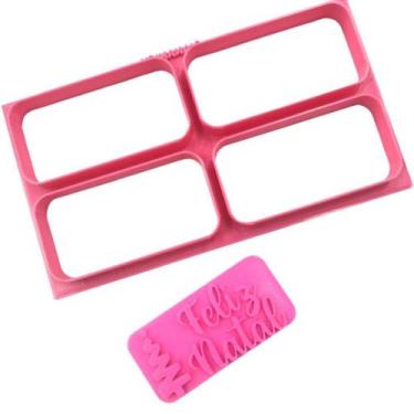 Imagem de Cortador Retangular de Alta Produção 6x3cm com Marcador Feliz Natal - 