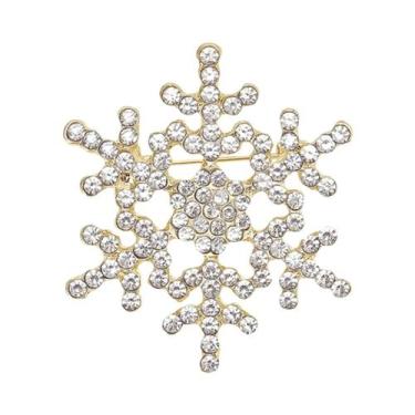 Imagem de Broches De Natal Unissex Para Mulheres Com Strass Em Forma De Floco De