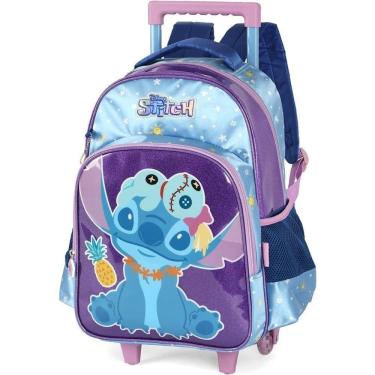 Imagem de Mochila Escolar com Rodinhas Luxcel Stitch Scrump Disney Violeta Infantil