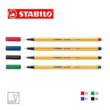 Imagem de Caneta Stabilo Point 88 0,4 Kit C/4 Az/Vm/Pt/Vd