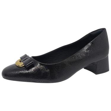 Imagem de Sapato Feminino Salto Bloco Conforto Verniz Comfortflex, Preto, 38