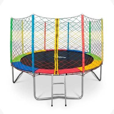 Imagem de Cama Elástica Pula Redonda 244CM 252KG com Rede de Proteção Zíper e Escada
