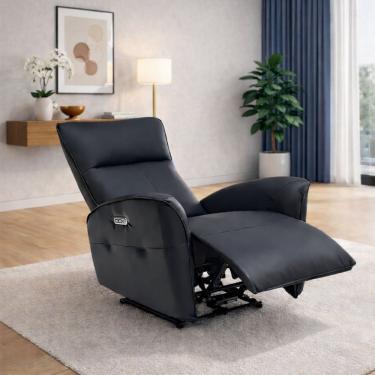 Imagem de Poltrona Quebec Reclinável com Massagem e Aquecimento PU Confortável Preto Gran Belo