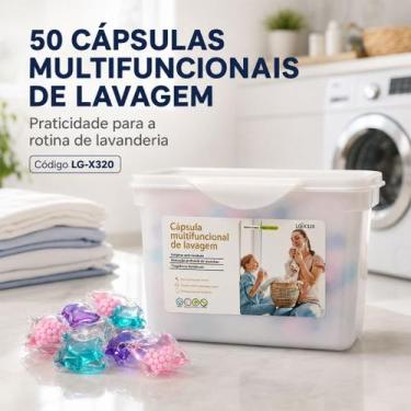 Imagem de 50 Cápsulas Lava Roupas Coloridas Multifuncional Para Máquina de Lavar
