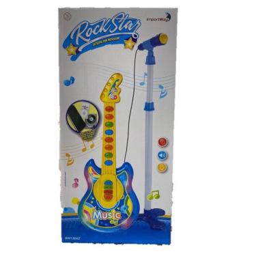Imagem de Guitarra Com Microfone Pedestal Infantil Azul