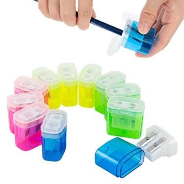 Imagem de KIDMEN Apontador manual pequeno de 2 furos com tampa, para crianças, escola