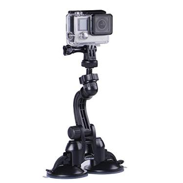 Imagem de Smatree Suporte de ventosa dupla, suporte para carro compatível com GoPro 13/12/11/10/9/8/7/Max/6/5/4/3+/3, para câmera de ação DJI OSMO 4/3, maior potência de sucção (versão atualizada)