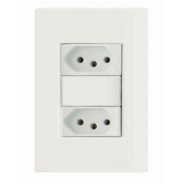 Imagem de Conjunto 4x2 com 2 Tomadas 2P+T 10 A 250 V Tramontina Giz Branco Tramontina
