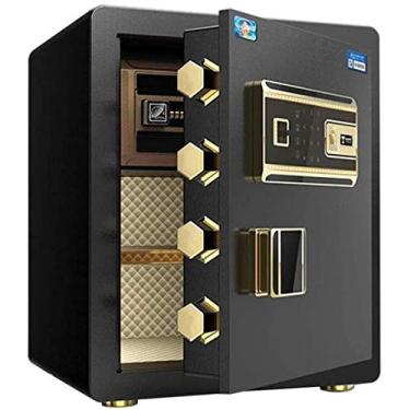 Imagem de Cofre Eletrônico Seguro à Prova de Fogo e Água com Impressão Digital e Teclado Digital - Dourado - 38x32x45 cm - 20 kg - Armário de Segurança para Escritório e Casa