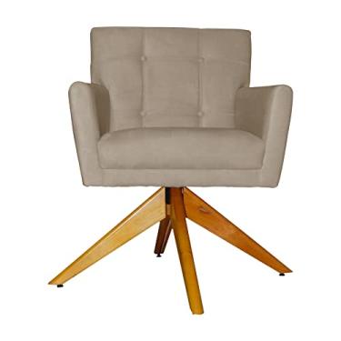 Imagem de Poltrona Decorativa Onix Pés Giratório de Madeira Suede Capuccino - DS Estofados