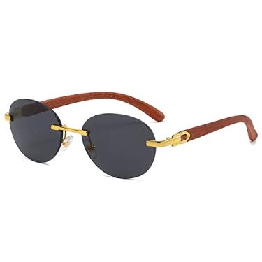Imagem de Óculos de sol ovais sem aro feminino designer vintage UV400 óculos de sol masculino sem moldura moda óculos, 2,A