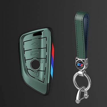 Imagem de CSHU Chapeamento Controlador remoto Car Key Case Cover Chaveiro Ring Key Bag, apto para Bmw X1 X5 X6 F15 F16 F48 Bmw Série 1/3/4/5/6/7, Dark Night verde 3