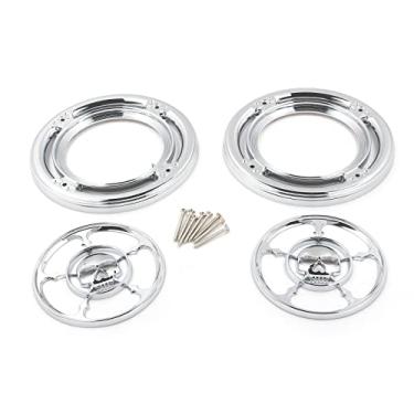 Imagem de FINMOKAL Capa de acabamento de alto-falante traseiro com chama cromada para Harley Electra Street Tri Glide