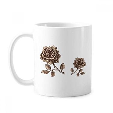 Imagem de Caneca antiga rosa marrom flor planta cerâmica cerâmica xícara de café porcelana louça
