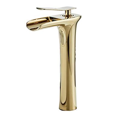 Imagem de LIDON Torneira da pia do banheiro Torneiras do banheiro Manípulo único um furo Torneira do banheiro Torneira da vaidade do banheiro Torneiras do banheiro para pia 1 furo para exterior, ouro A (cor: dourado B)