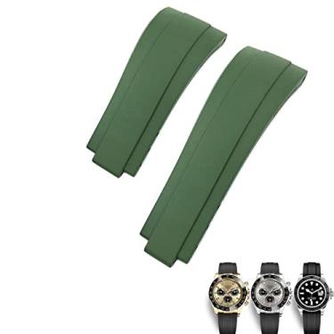 Imagem de DFAMIN 20mm FKM Flúor Borracha Pulseira De Relógio Para Rolex Daytona Submariner GMT Yacht-Master OYSTERFLEX Preto Verde Vermelho Pulseira Macia (Cor: Verde, Tamanho: 20mm)