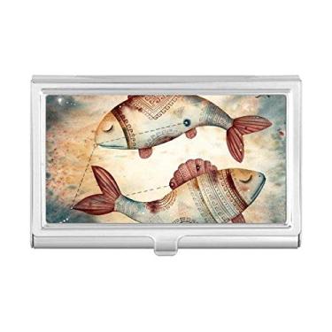 Imagem de March Peixes Constelação Zodíaco Porta-cartões de visita Carteira de bolso