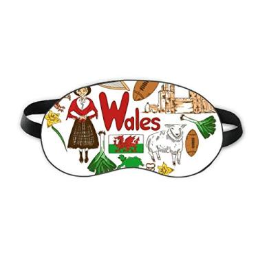 Imagem de Wales Love Heart Reino Unido Landscap Bandeira Nacional Dormir Eye Shield Soft Night Blinfold Shade Cover