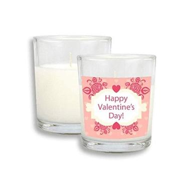 Imagem de Rosa e branco Happy Valentine's Day White Candles cera de incenso perfumada de vidro