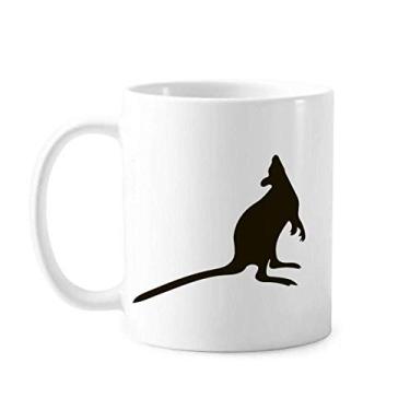 Imagem de Caneca preta Kangaroo Animal Portrayal Caneca cerâmica café porcelana copo talheres
