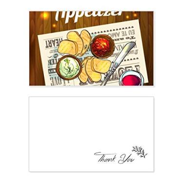 Imagem de Aperitivo fatia de pão, vinho, cartão de agradecimento, papel de aniversário, agradecimento de casamento