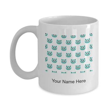 Imagem de Caneca personalizada com estampa de gato sem costura, xícara de café com estampa de gato sem costura, ideia de presente com estampa de gato sem costura personalizada - Caneca de café de 325 ml