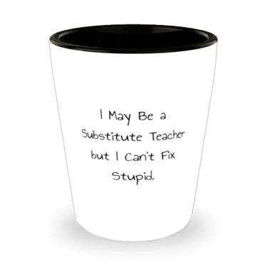 Imagem de Brindes para professores de mordida, I May Be a Substitute Teacher but I Can't Fix Stupid, Substitute Teacher Shot Glass From Boss