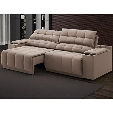 Imagem de Sofá com Usb Retrátil e Reclinável Samurai Marrom 2,50m