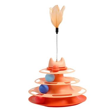 Imagem de Gato Bola Brinquedo - Divertido Roller Exerciser Ball Faixas Cat Roller Toy 4 Nível | Brinquedos para gatos duráveis, brinquedos interativos para gatos para interior Sreeka