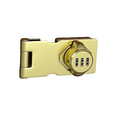 Imagem de Bothyi Fechadura de porta de senha mecânica Fechadura de porta deslizante Fechadura de armário com senha, trava de gaveta de 3 dígitos Fechadura de geladeira, Ouro