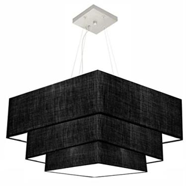Imagem de Lustre Pendente Triplo Quadrado Cúpula 30/80x70x60 cm, Vivare Iluminação, Pendente4165/PRPRPR, Preto, Gigante