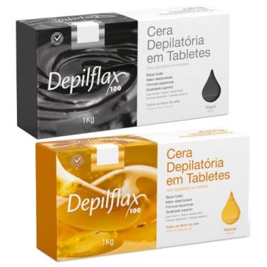 Imagem de COMBO 2KG CERA QUENTE EM TABLETES PARA DEPILACAO DEPILFLAX (1KG NEGRA + 1KG MEL NATURAL)