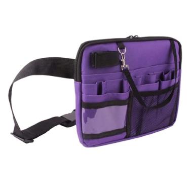 Imagem de kowaku Multi compartimento saco de enfermagem bolso cinto organizador enfermeira fanny pacote durável ferramenta enfermeira cinto bolsa para tesoura, roxo