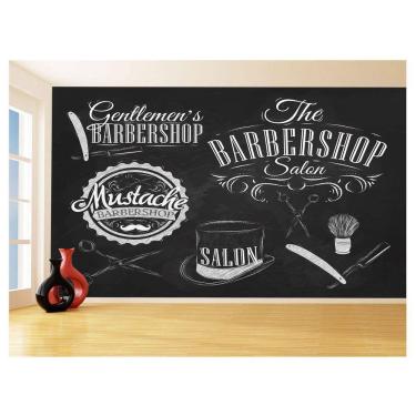 Imagem de Papel De Parede 3D Estilo Lousa Barbearia Logos 3,5M Lcb15