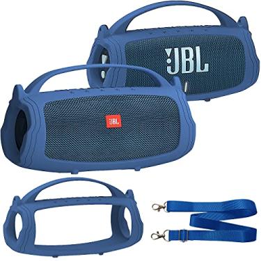 Imagem de XEGIMOR Capa de silicone compatível com alto-falante Bluetooth portátil JBL Charge 4/5, capa macia para acessórios de alto-falante Bluetooth JBL Charge 4/5 (capa azul, não é compatível com a versão