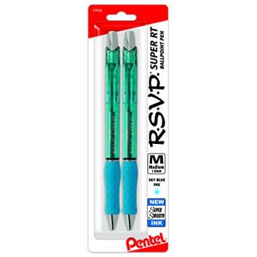 Imagem de Pentel Caneta esferográfica RSVP Super RT, (1,0 mm), linha média, tinta azul celeste, pacote com 2 - BX480BP2S