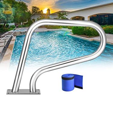 Imagem de Trilho de piscina corrimão de piscina 58 x 81 cm, aço inoxidável 304, corrimãos para piscinas enterradas, trilho de escada de piscina de 3 dobras