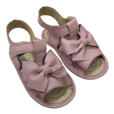 Imagem de Sandália de Couro fem infantil Doce bebê Dourada e rosa