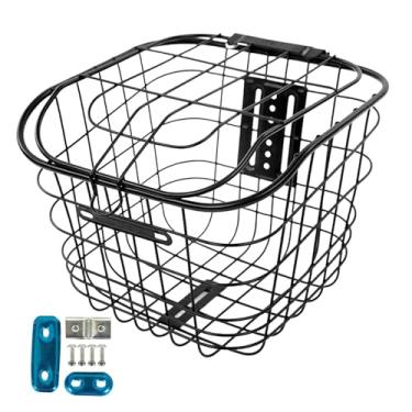 Imagem de Fancyes Cesta de fio de bicicleta mountain bike cesta dianteira traseira universal leve fio de ferro cesta para a maioria dos racks de bicicleta traseira, Sem placa inferior