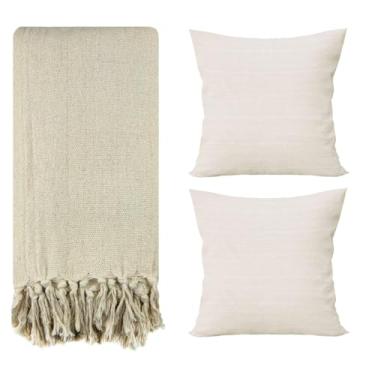 Imagem de Manta Para Sofá Bege 2,40 X 1,80 (1 Manta + 2 Capas Creme)