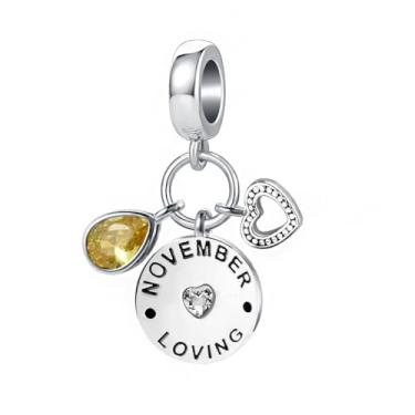 Imagem de MZC Jewelry Pulseira Pandora com pingente de coração de pedra do mês de nascimento em forma de gota para mulheres e mães, Cobre, Cobre