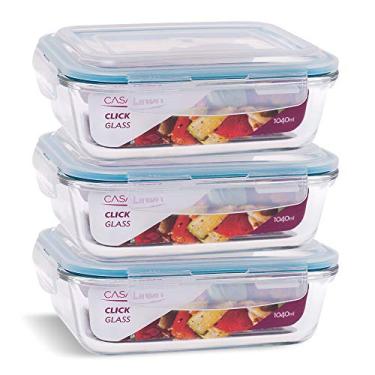 Imagem de Conjunto 3 Potes Vidro 1040ml Marmita Hermetico