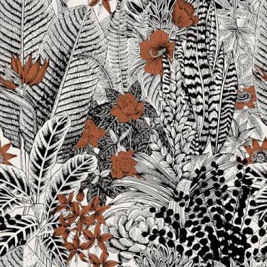 Imagem de Livelynine Papel de parede preto e branco da selva papel de parede floral 44,5 cm x 200,2 cm