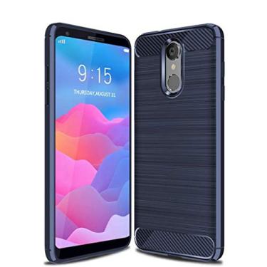 Imagem de Capa para LG Q7 Alpha, capa de material de fibra de carbono, macia, antiderrapante macia, anti-impressões digitais, capa totalmente protetora para LG Q7 Alpha