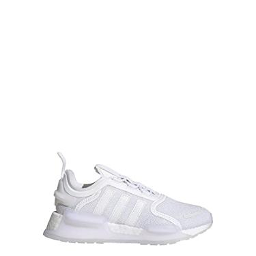 Imagem de adidas Tênis infantil masculino NMD_R1 V3 com cadarço casual - branco, Branco nuvem, branco/vermelho solar, 19