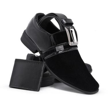 Imagem de Kit Sapato Social Masculino Bico Fino Quadrado Em Camurça Confortável 