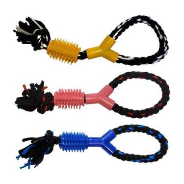 Imagem de Brinquedo Napi Mordedor Corda com Alça para Cães - Cores Sortidas