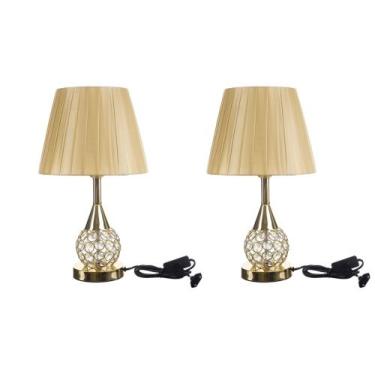 Imagem de 2 X Abajur Luminária Quarto Sala Cristal Led - PGB, Dourado